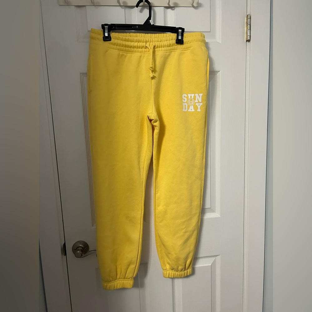 Primark Bright Yellow Joggers with 'Sun Day' Print